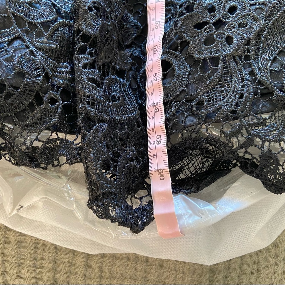 MANIJU Elegant Black Lace Maxi Evening Dress Cutout Open Back Size S - Picture 11 of 14